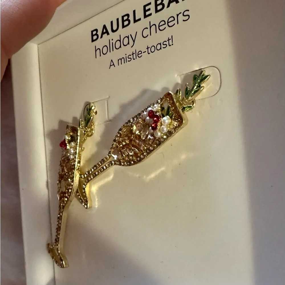 Baublebar holiday cheers a mistle-toast gold champagne dangle earrings